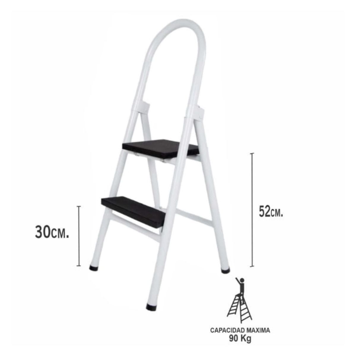 ATAHUALPA - Escalera Metálica de 2 pasos Blanco