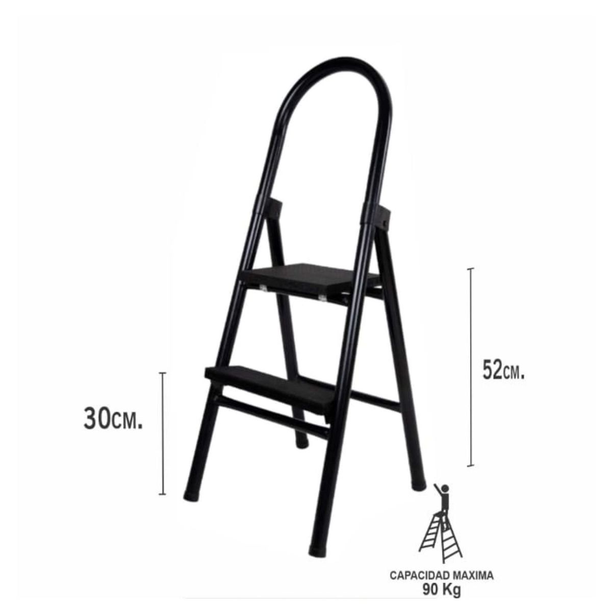 ATAHUALPA - Escalera Metálica de 2 pasos Negro