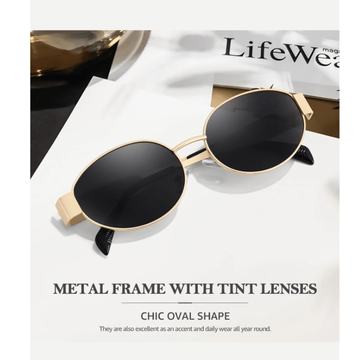 GENERICO - LENTES DE SOL RETRO METAL CON PROTECCION UV