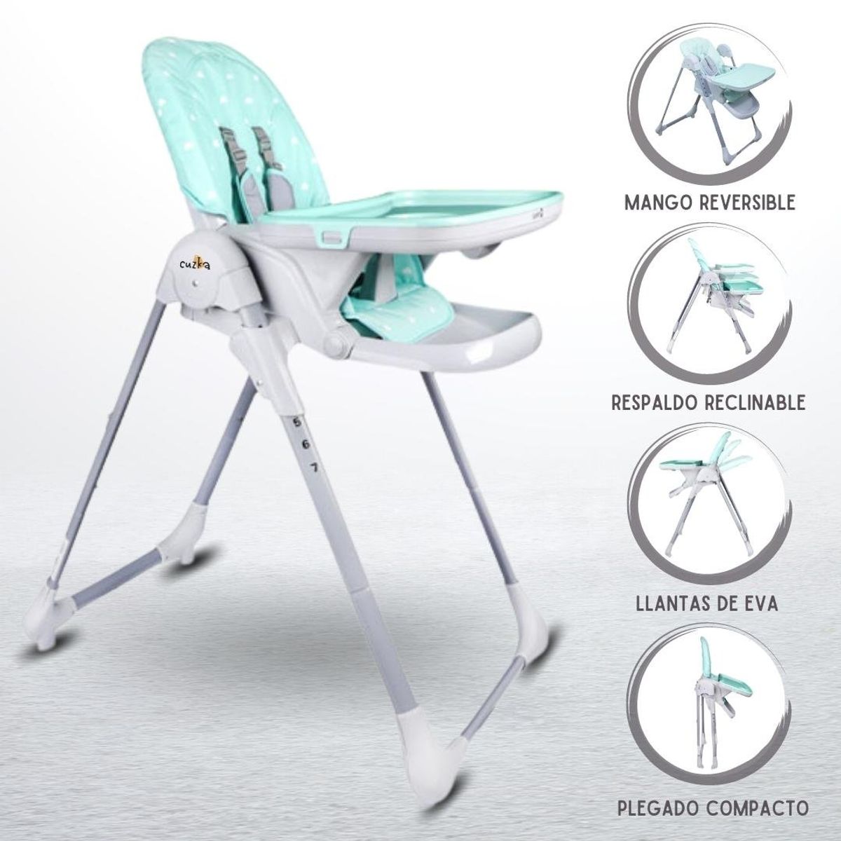 INFANTI - Silla de comer para Bebé Graduable »YUMMY» Menta