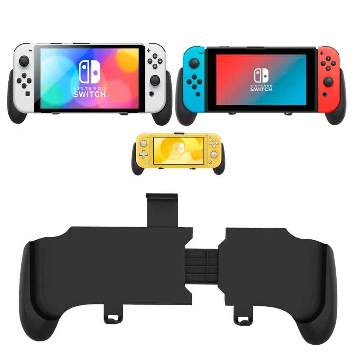VARIOS - Sujetador para Nintendo Switch Oled Clásico Lite con Soporte Negro.