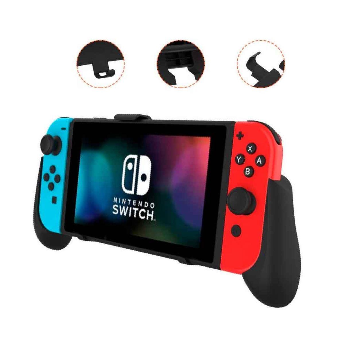 VARIOS - Sujetador para Nintendo Switch Oled Clásico Lite con Soporte Negro.