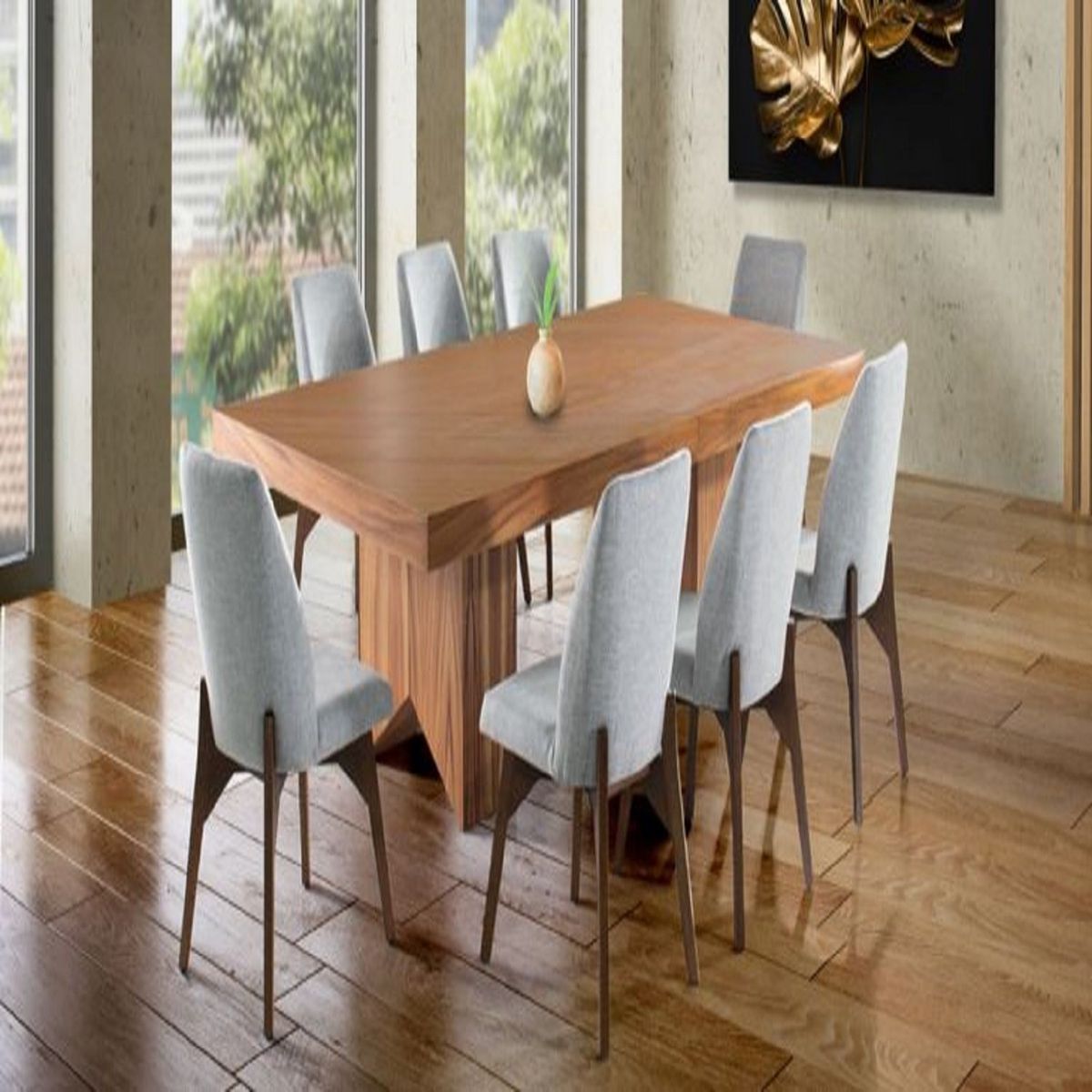 DMUEBLES - Comedor Dmuebles 8 sillas Britz - Gris claro