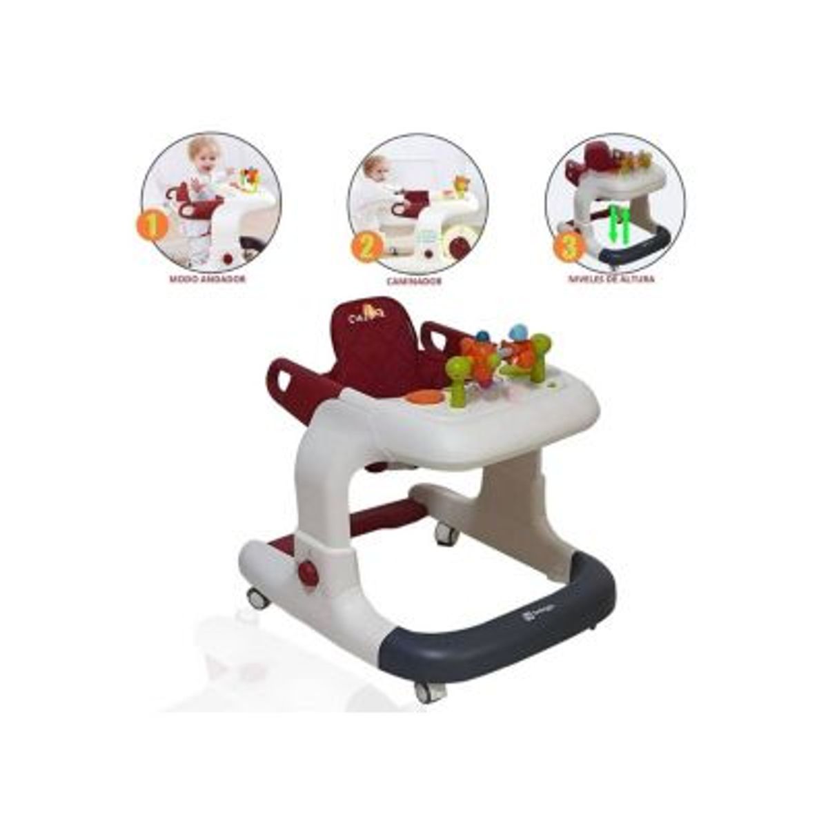 BABYGO - Andador Para Bebé Caminador 3 en 1 KAMINO Red