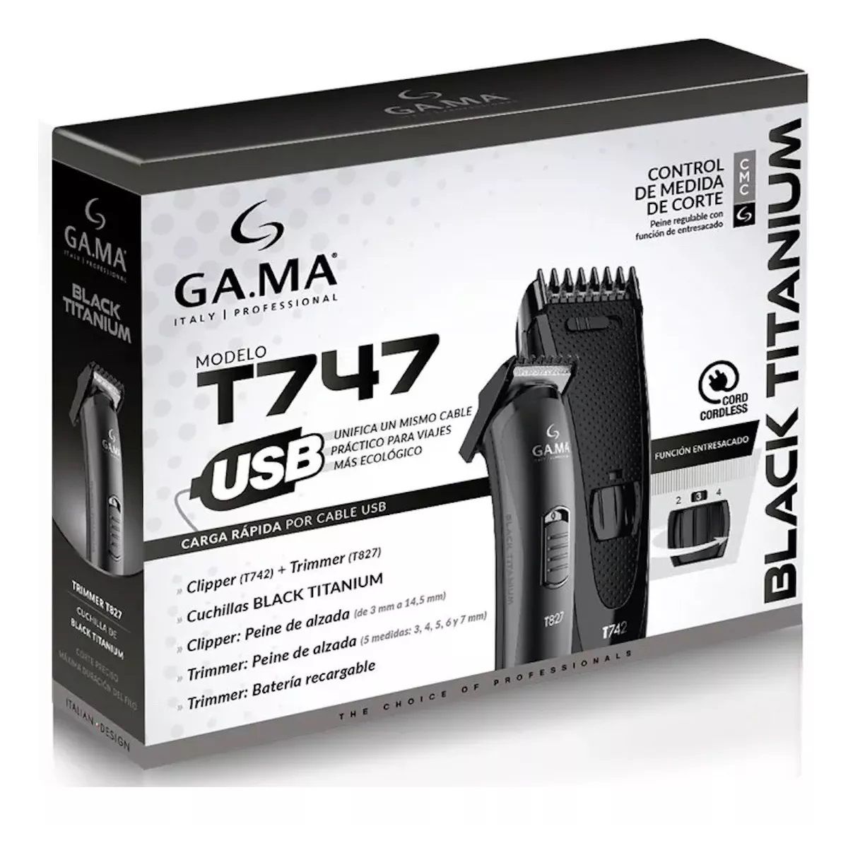 GAMA - Set Corta Pelo Inalámbrico Titanium Gama T 747