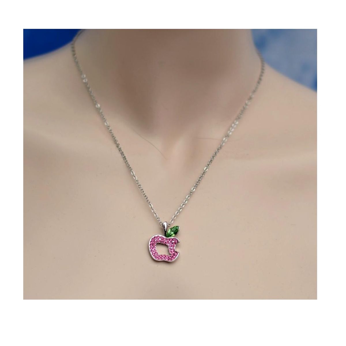 GENERICO - Collar elegante para mujer de manzana con brillos