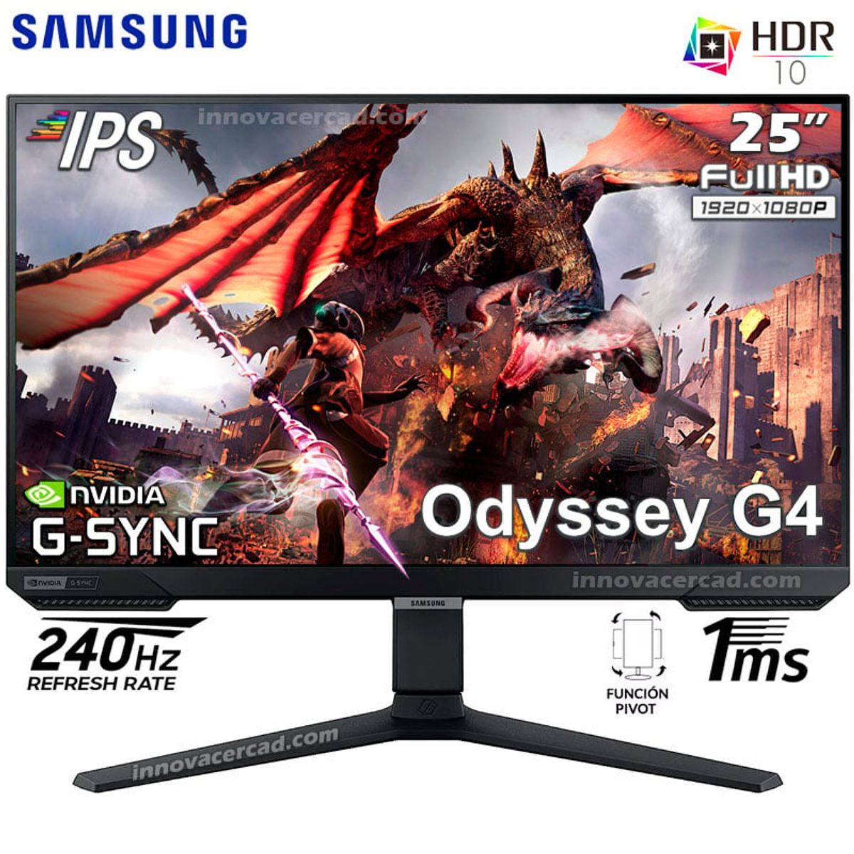 SAMSUNG - Monitor Samsung Odyssey G4 LS25BG402ENXGO 25 Full HD IPS 240Hz 1MS