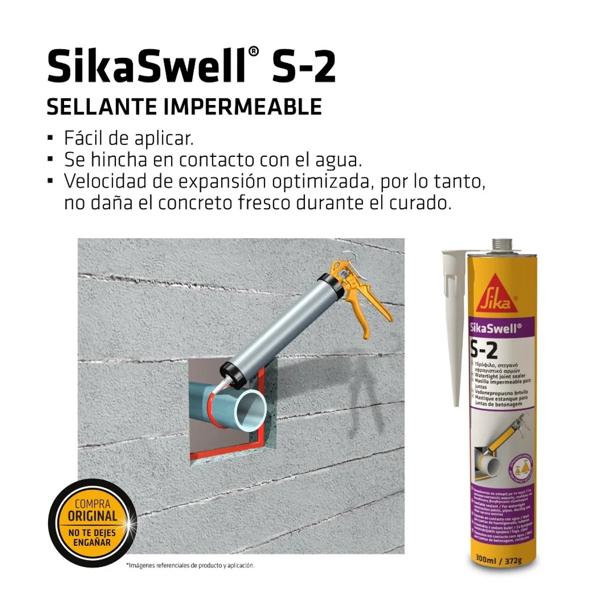 SIKA - Sellador Hidroexpansivo P juntas Sika Swell S-2x 300ml Rojo
