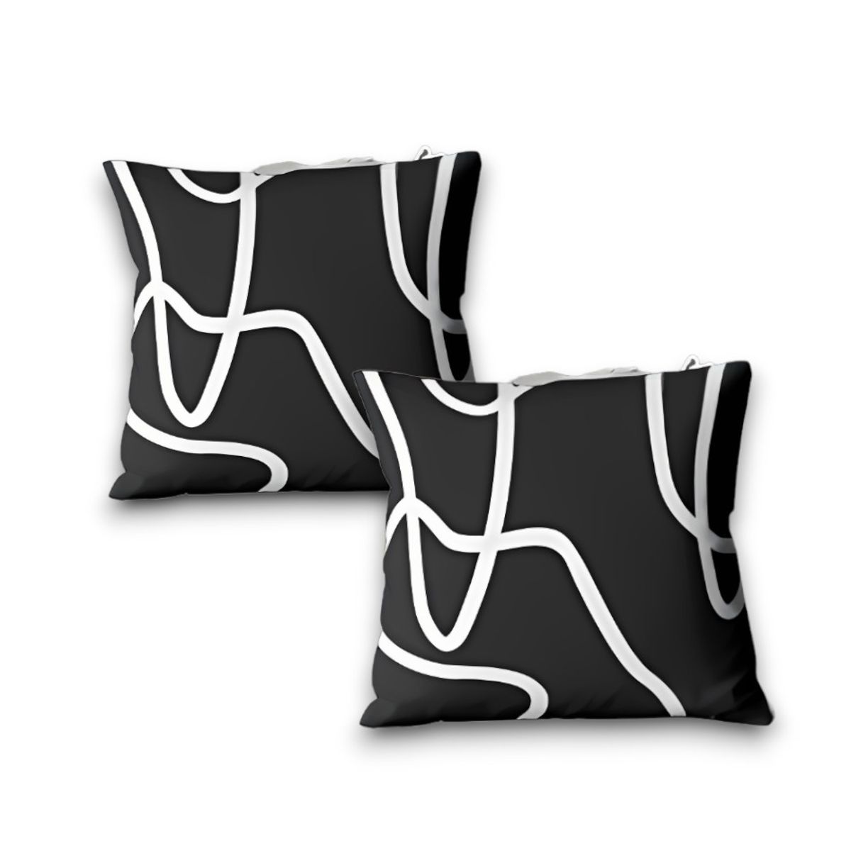 GENERICO - Set de Cojines Minimalistas Home Lazos Blancos Diseño Moderno Sublimado Negro