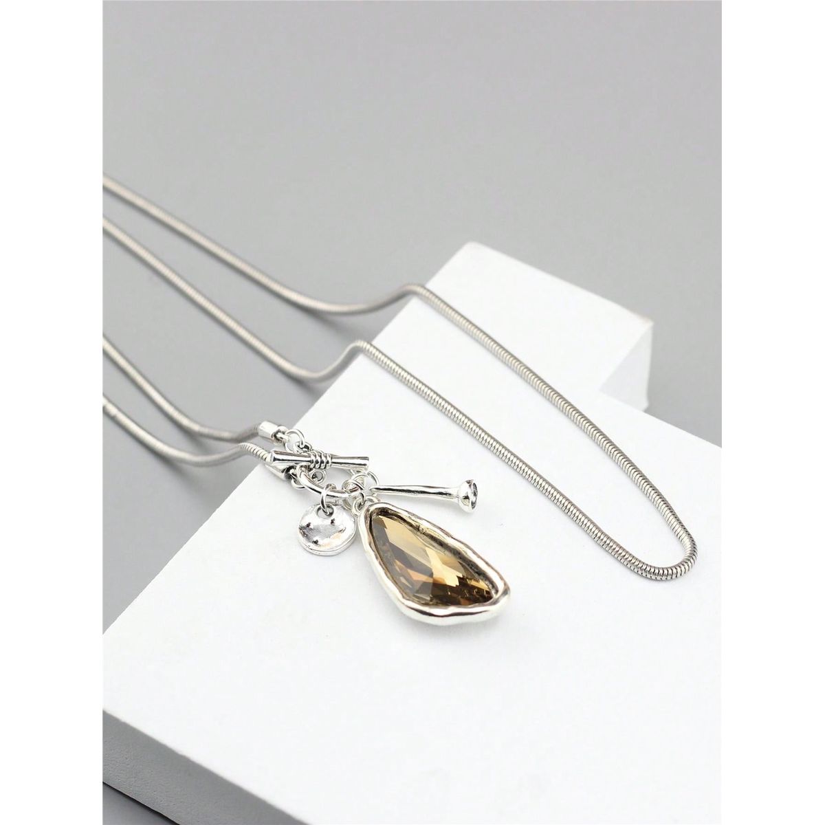 KAST PE - Collar largo Crystal con colgante ajustable para mujer