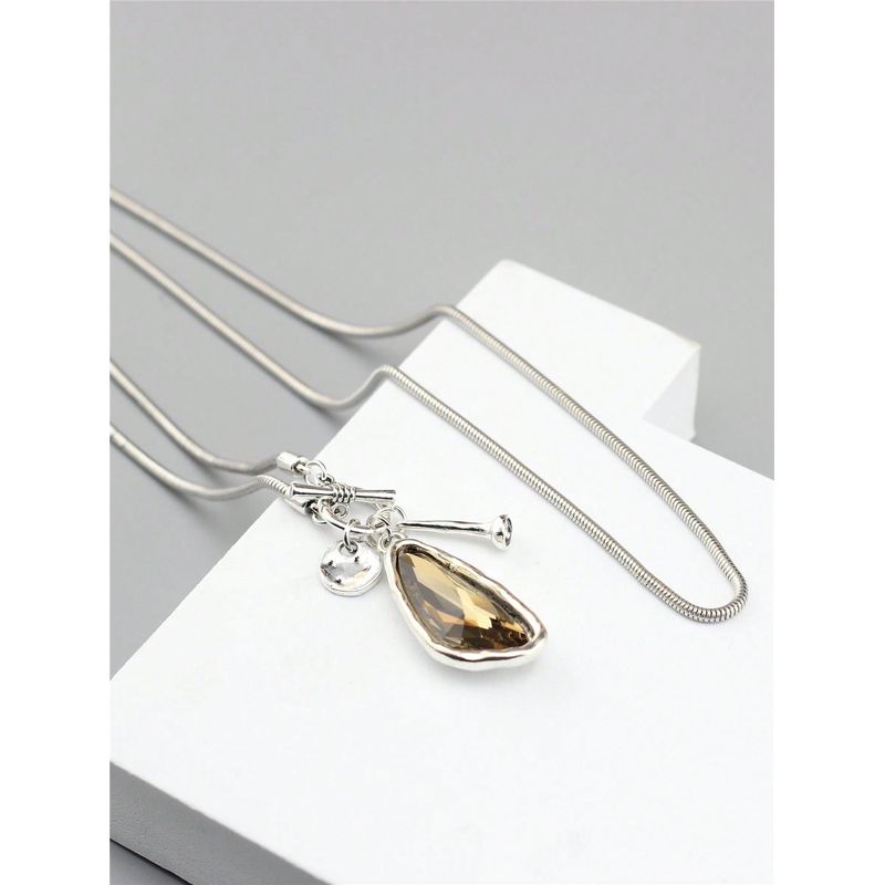 KAST PE - Collar largo Crystal con colgante ajustable para mujer