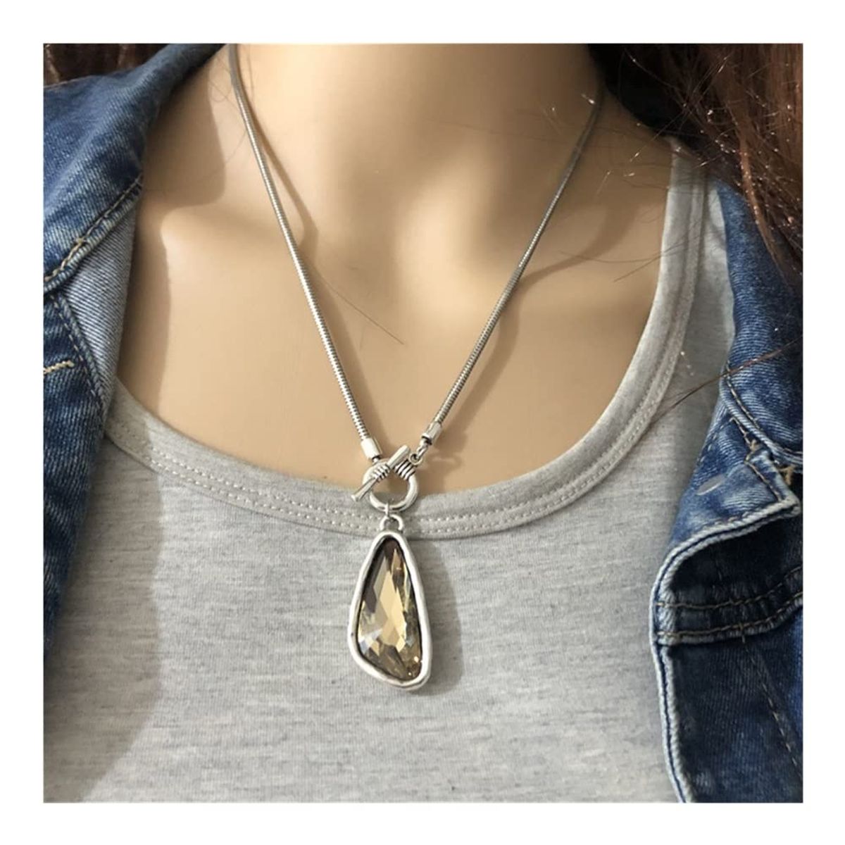 KAST PE - Collar largo Crystal con colgante ajustable para mujer