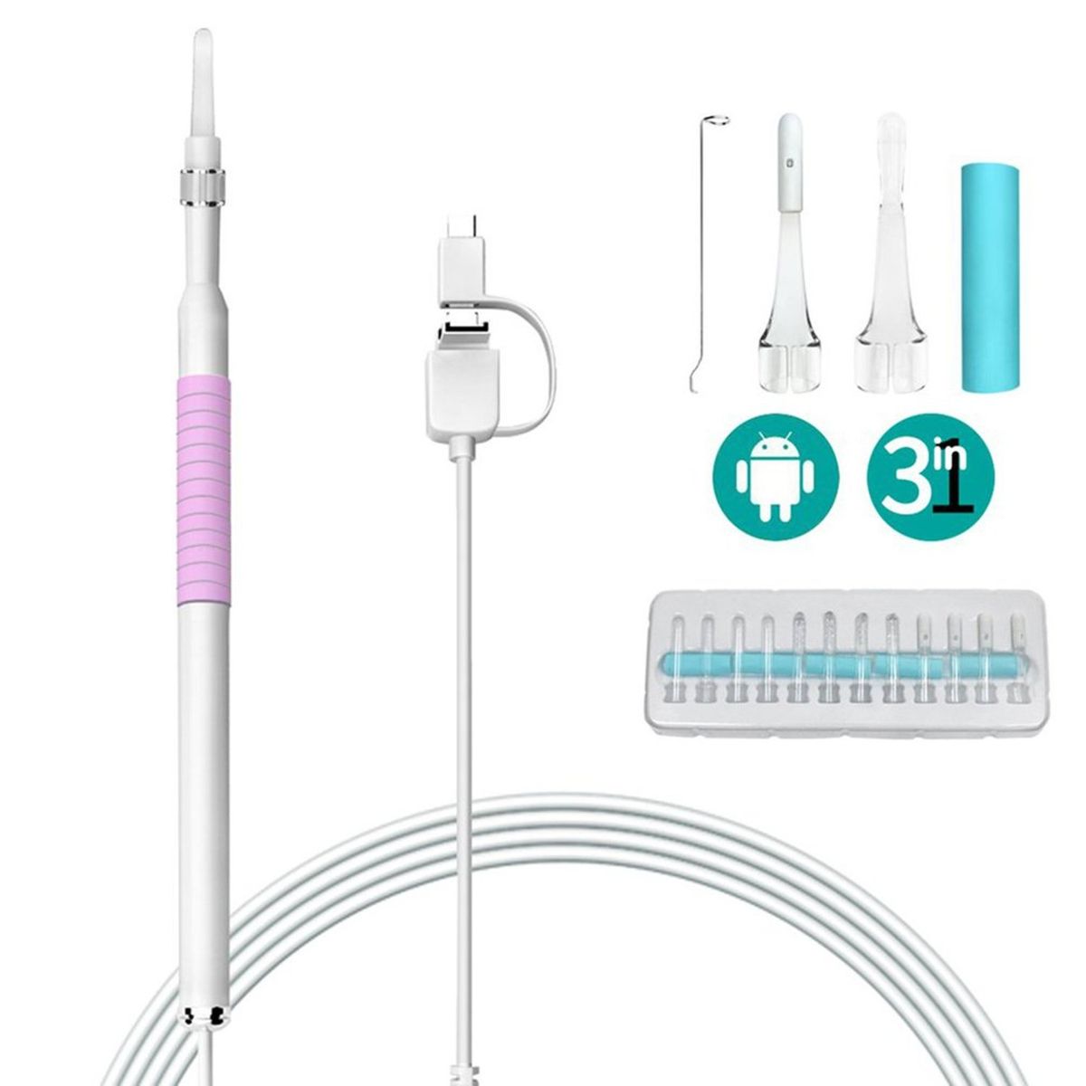 TIOZONEY - Limpiador de oídos con endoscopio visual ear c con cámara