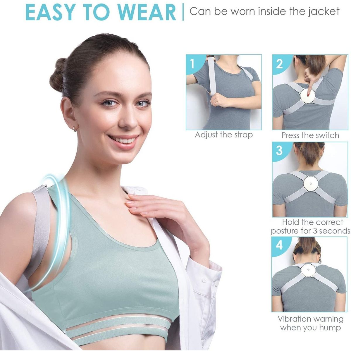 TIOZONEY - Inteligente con Vibración Corrector De Postura Invisible Unisex