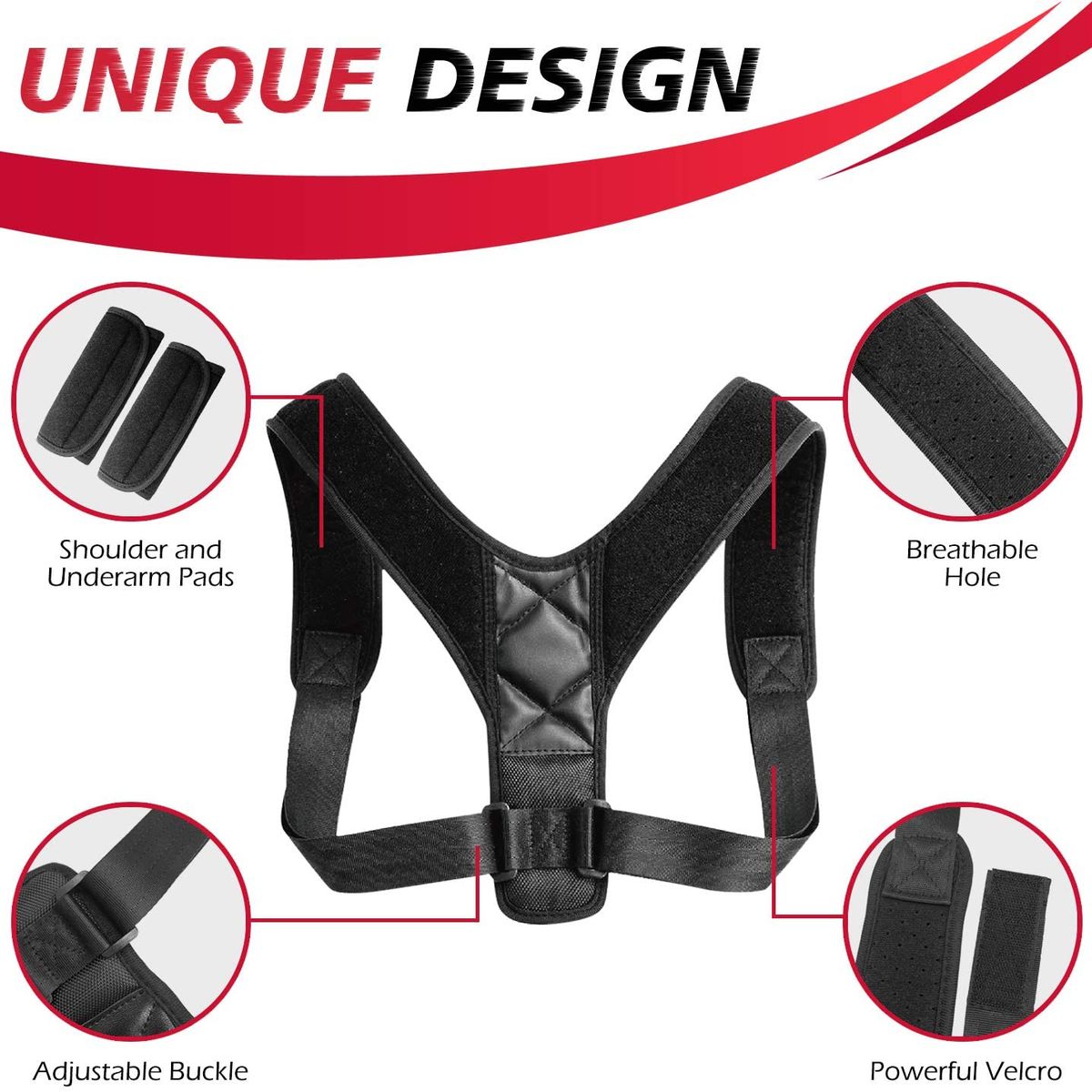 TIOZONEY - Corrector De Postura Invisible Unisex- Negro