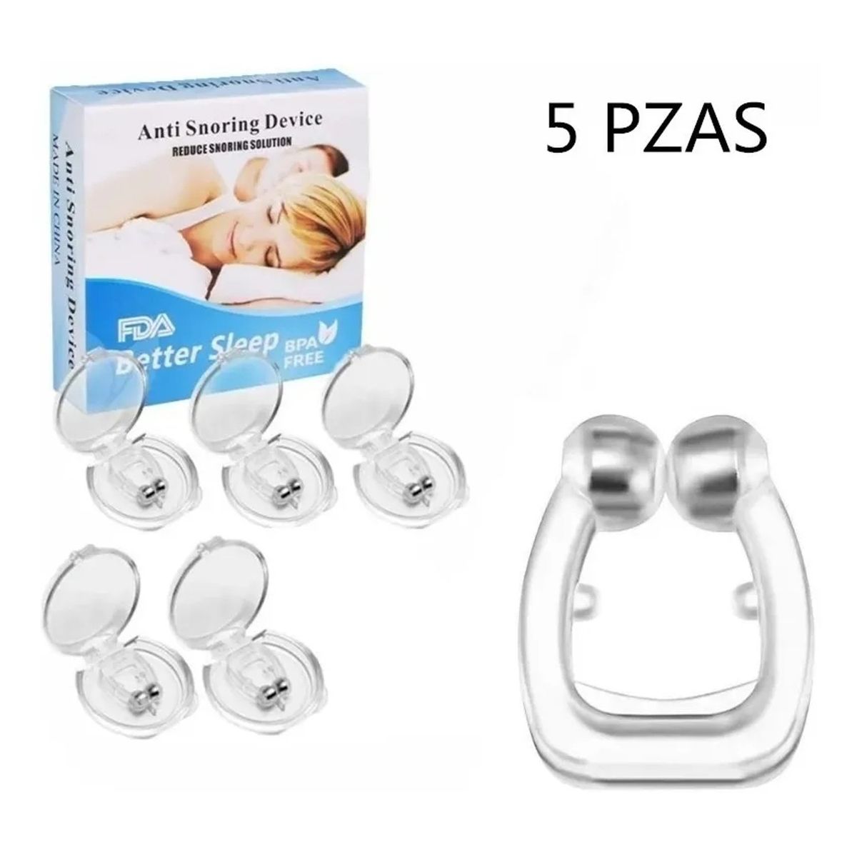 TIOZONEY - 5 Piezas Clip Magnético De Silicona Antirronquidos