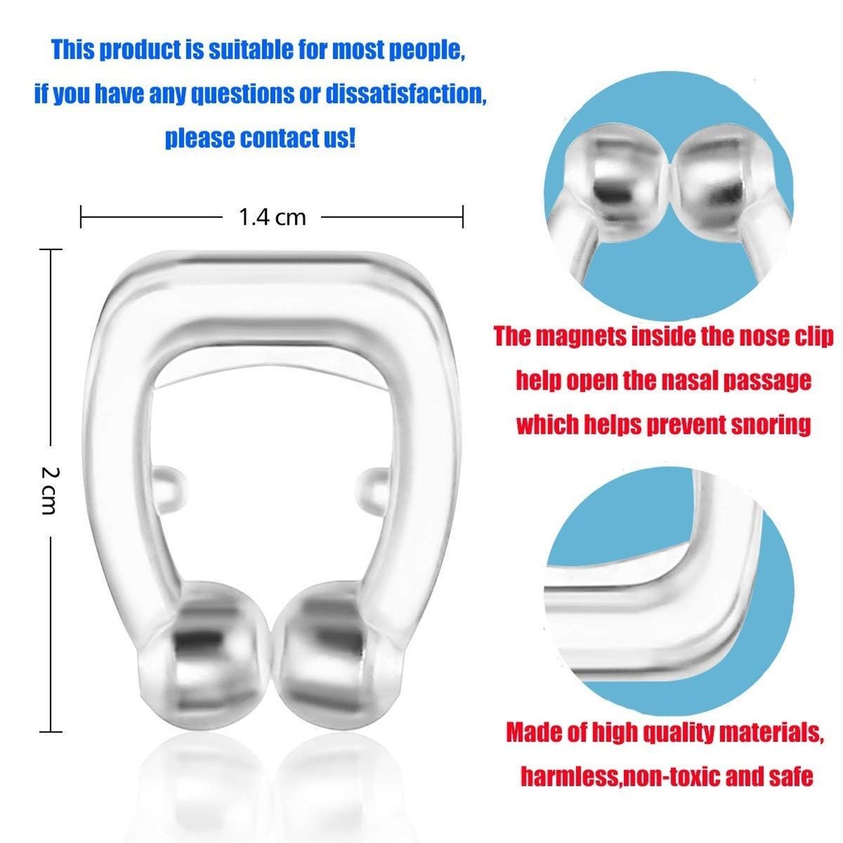 TIOZONEY - 5 Piezas Clip Magnético De Silicona Antirronquidos