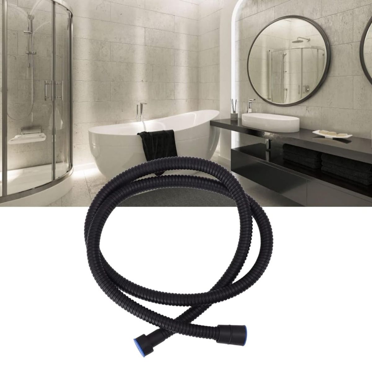 GENERICO - Manguera Repuesto Ducha de Mano Bidé Negro Mate Acero