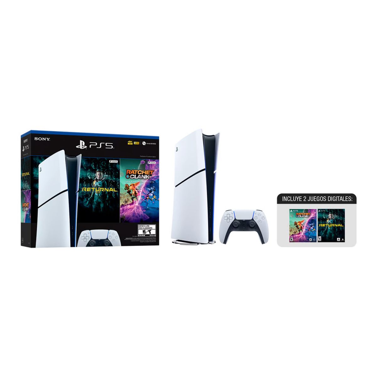 SONY - Consola Sony PS5 DIGITAL SLIM + Returnal +  Ratchet & Clank Gratis