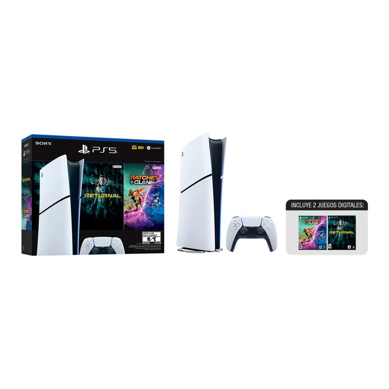 SONY - Consola Sony PS5 DIGITAL SLIM + Returnal +  Ratchet & Clank Gratis