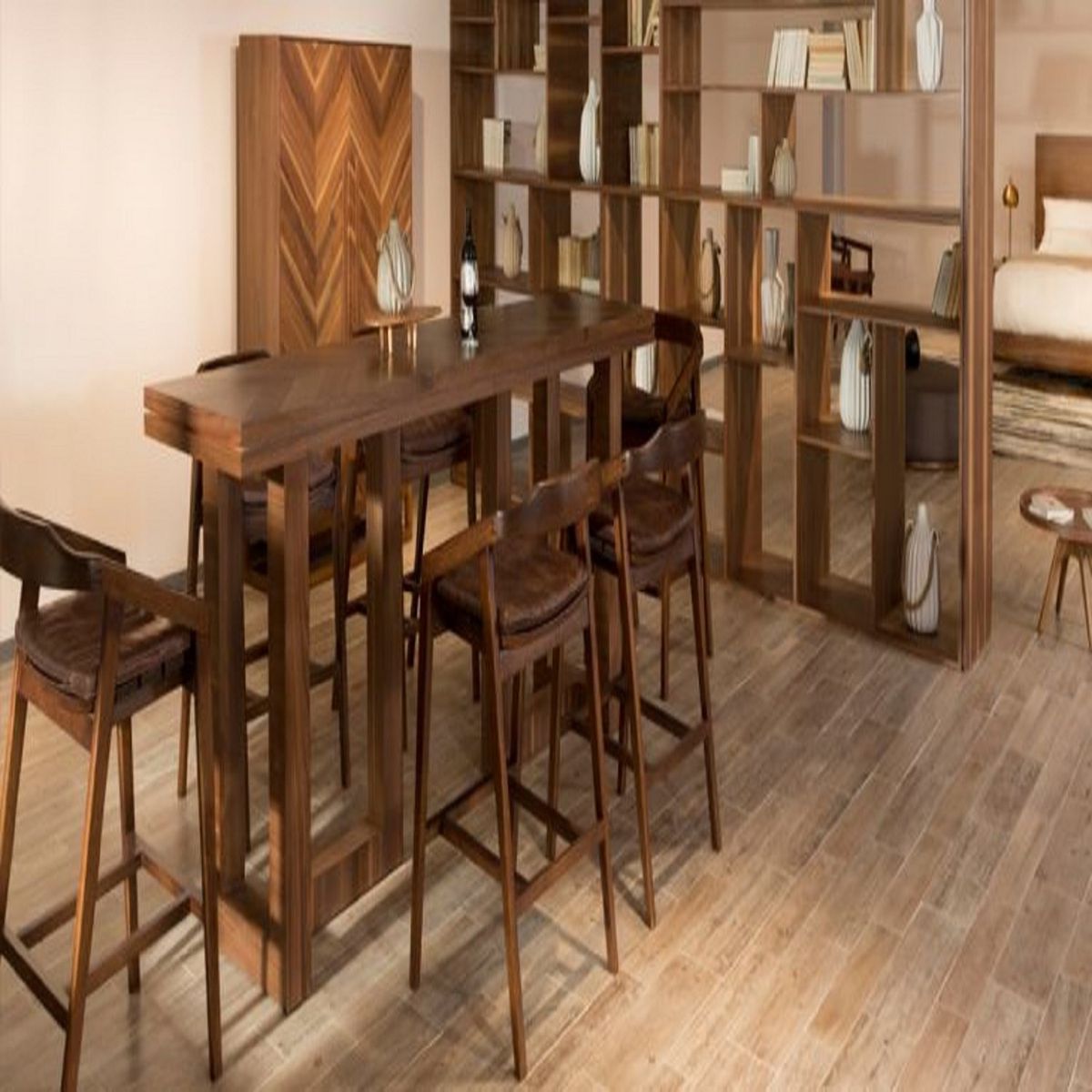 DMUEBLES - Comedor Bar Dmuebles 6 sillas Veliero - Nogal