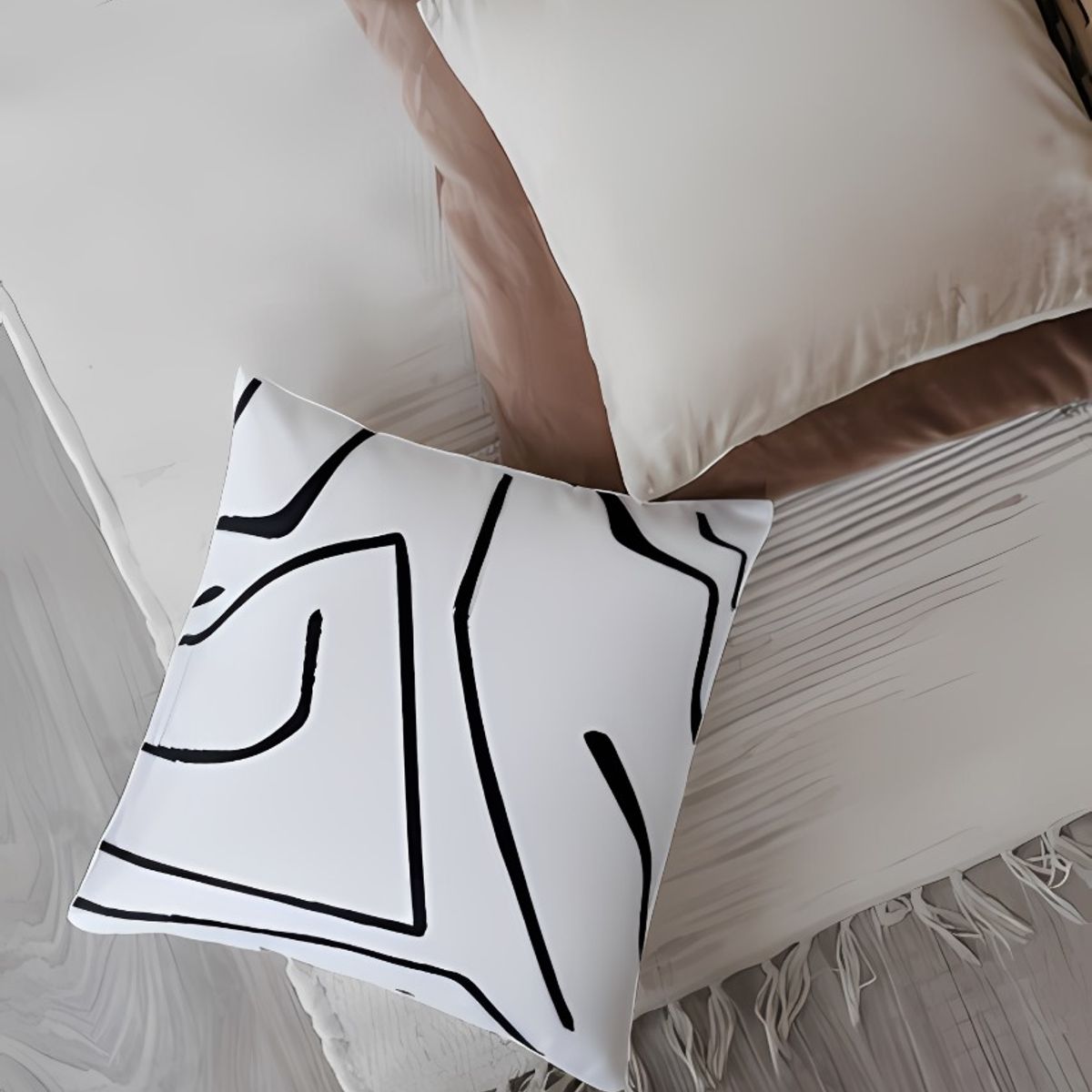 GENERICO - Cojin Minimalista Rayas Negras 40x40