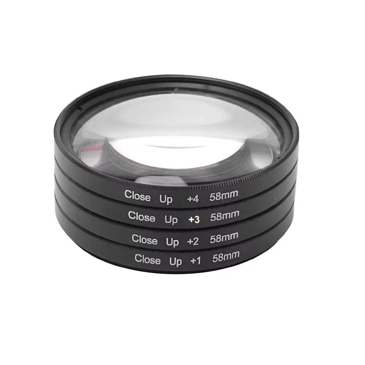 GENERICO - Kit de 4 Lentillas macro close up +1,+2,+3,+4 de 58mm