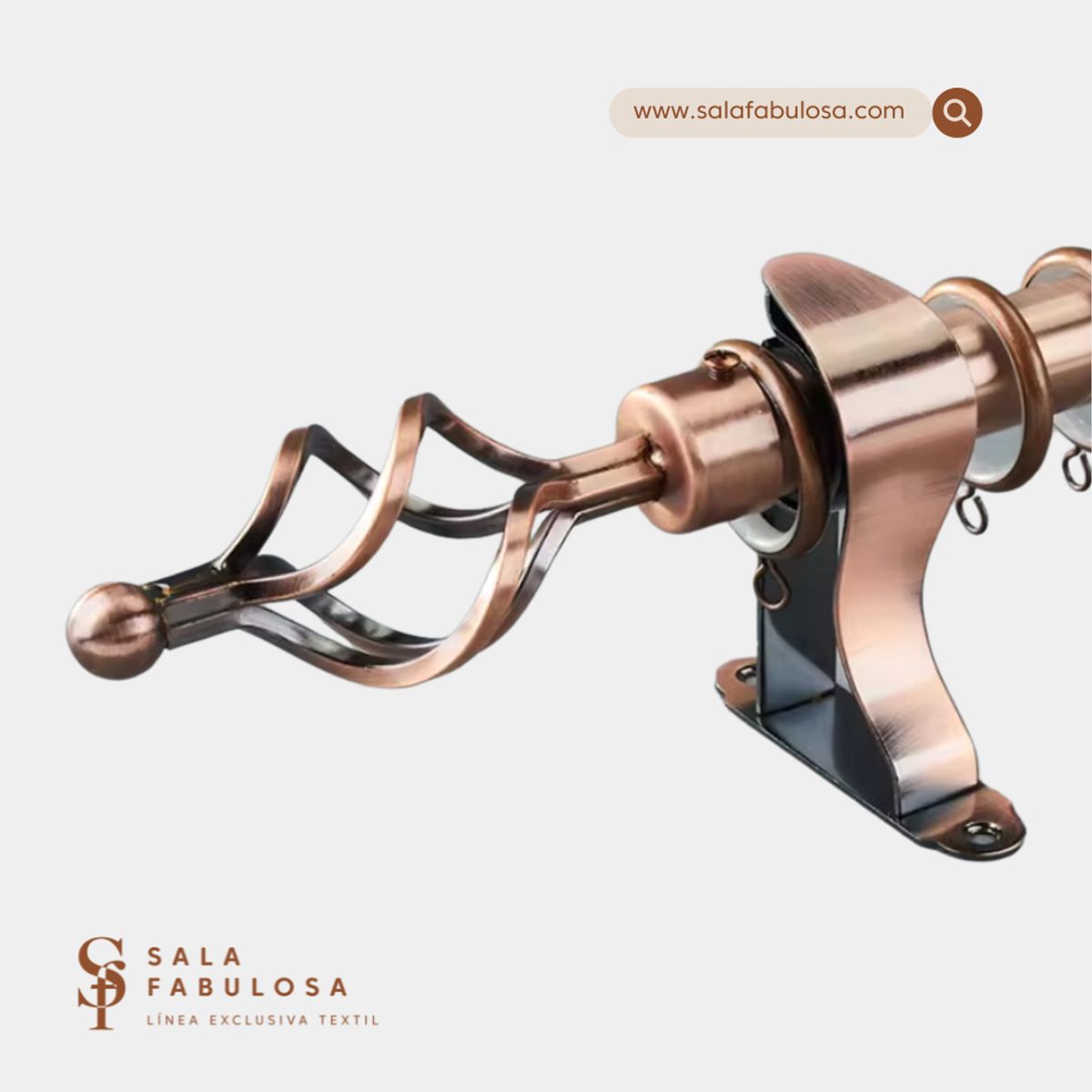 SALA FABULOSA - Barra / tubo BRONCE para cortina graduable de 1.60 a 3 mts