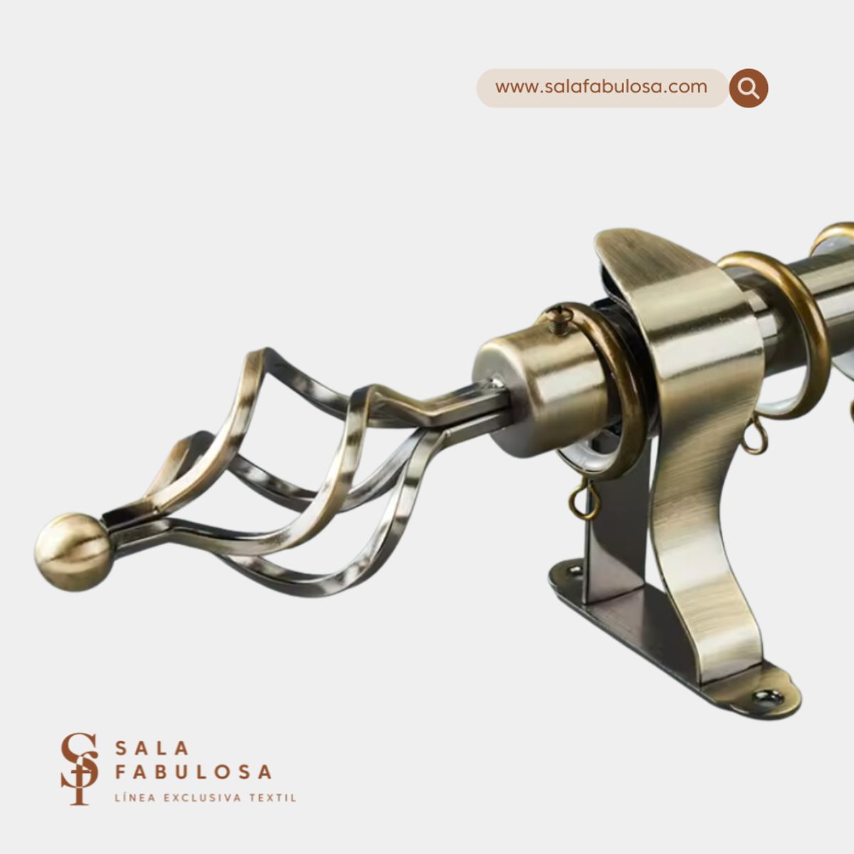 SALA FABULOSA - Barra / tubo DORADO para cortina graduable de 1.60 a 3 mts