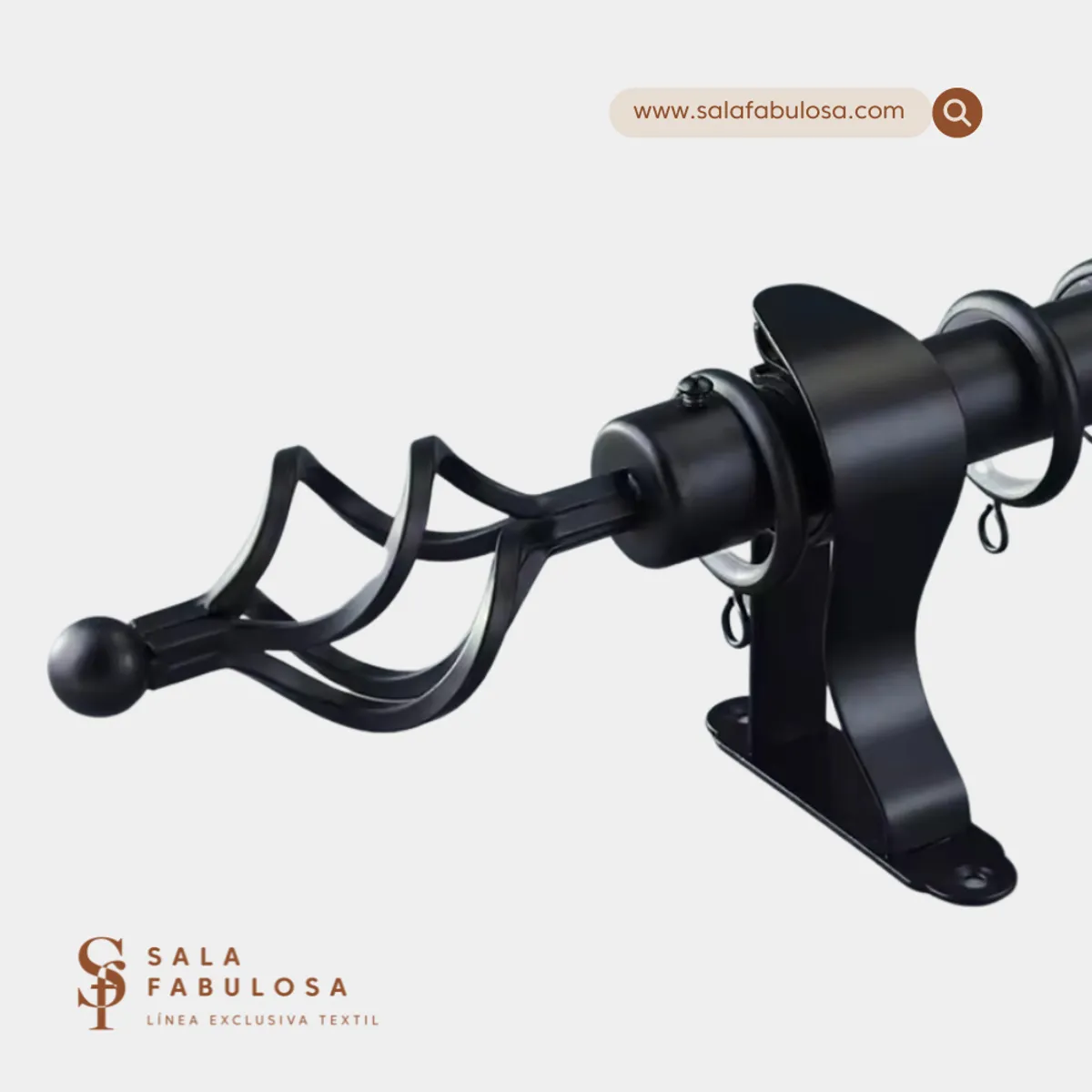 SALA FABULOSA - Barra / tubo NEGRO para cortina graduable de 1.60 a 3 mts