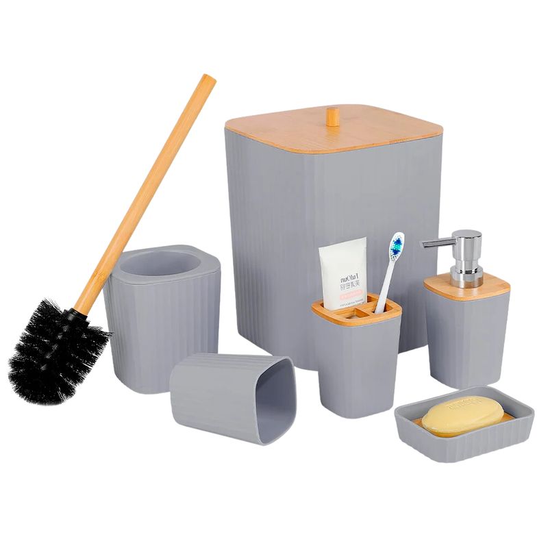INSPIRA - Juego de Accesorios para Baño 6 Piezas Cuadrado a Rayas