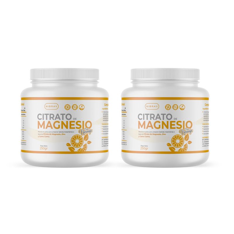 NIBRAY - Citrato de Magnesio 250 gr Pack 2 Potes Nibray