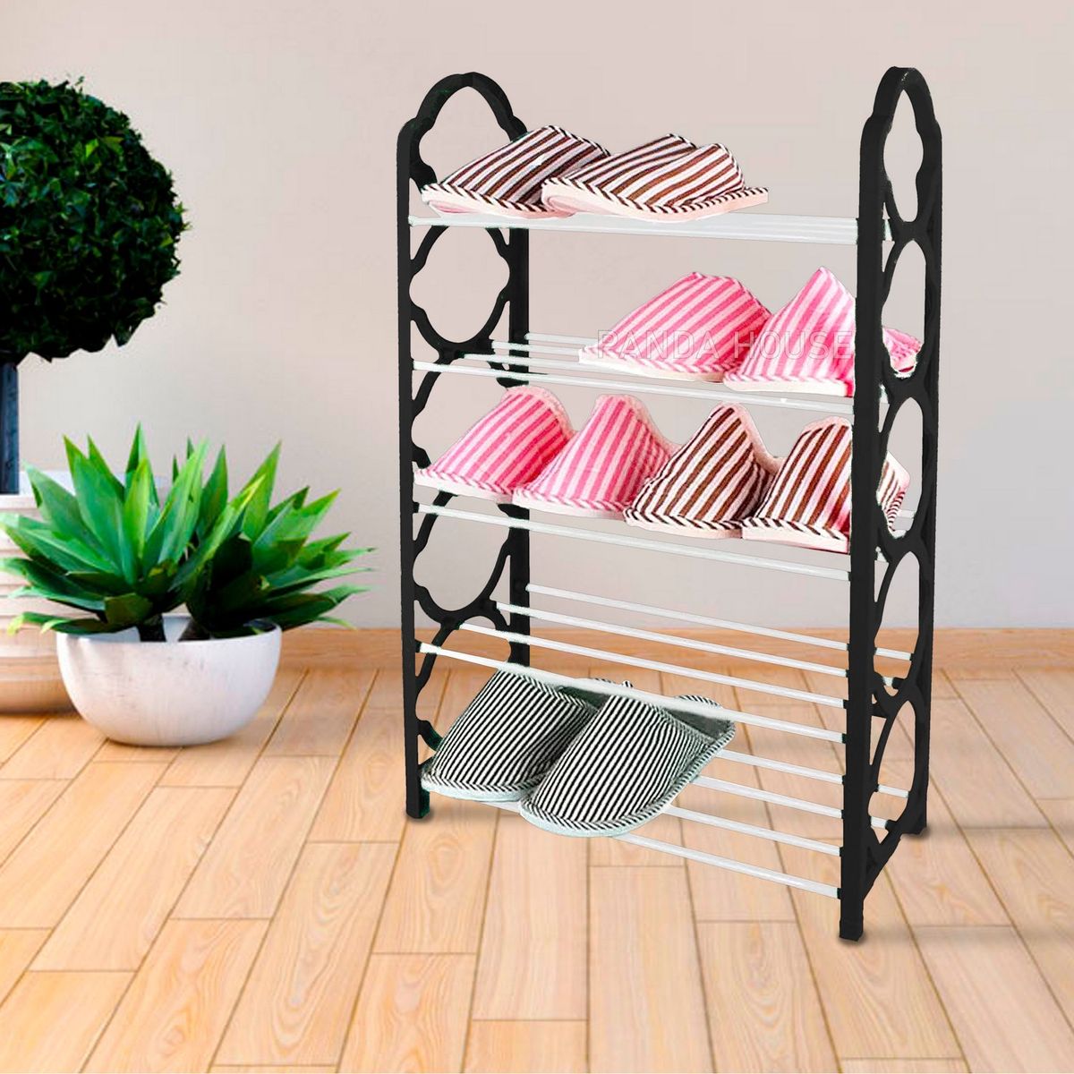 SM - ZAPATERO RACK DE 5 NIVELES NEGRO