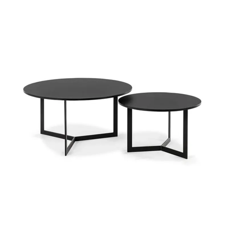 GENERICO - Mesas de centro estilo nido circular industrial negro