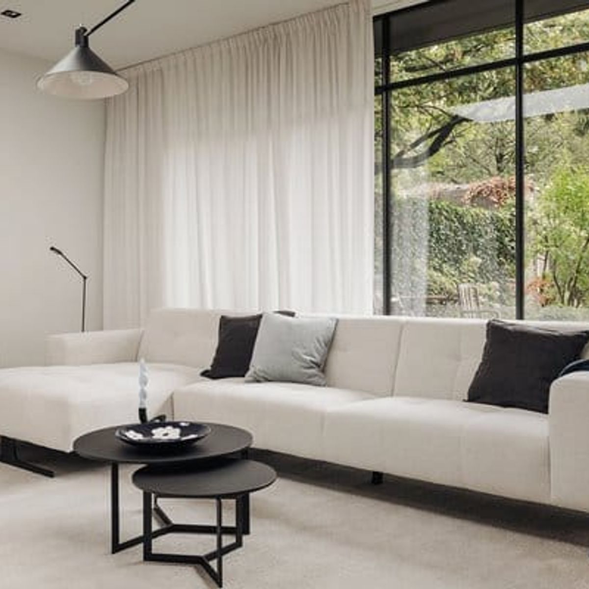 GENERICO - Mesas de centro estilo nido circular industrial negro