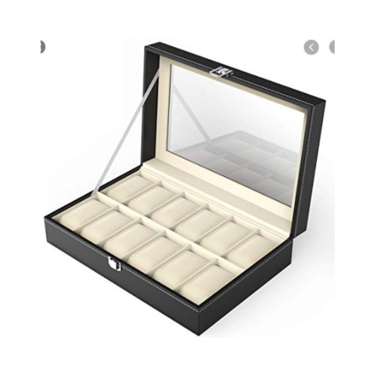 GENERICO - Caja Porta Relojes 12 Espacios Cuero Forrado
