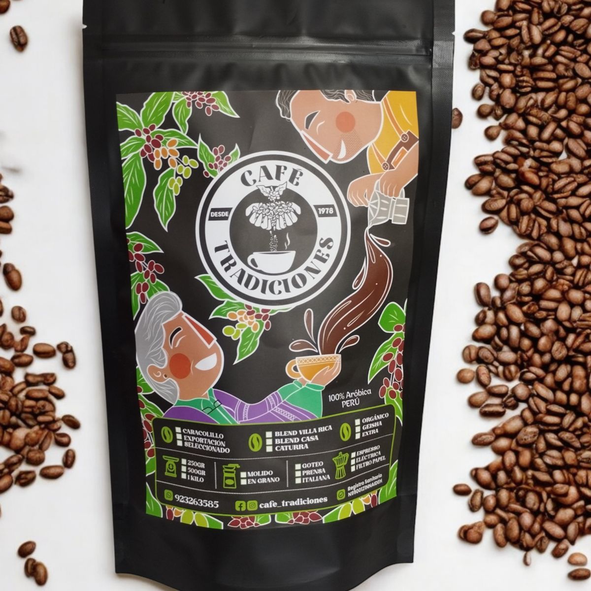 GENERICO - Café Orgánico en grano tostado medio 500g