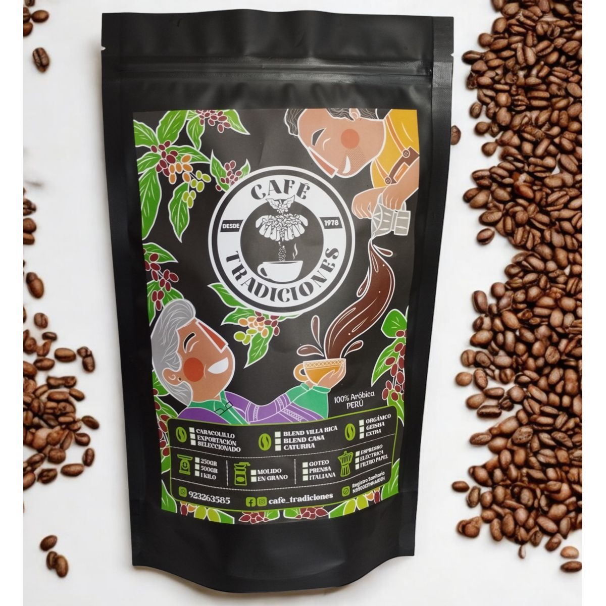 GENERICO - Café Orgánico en grano tostado medio 500g