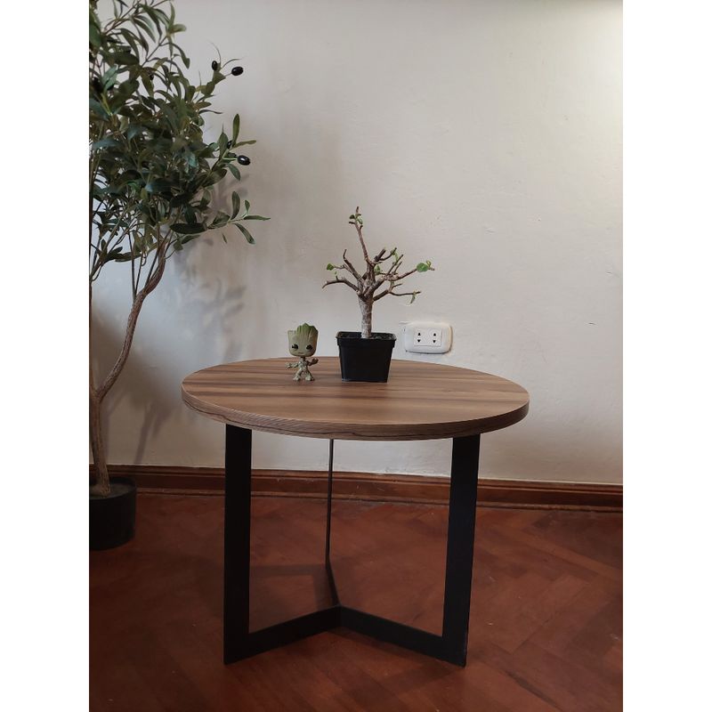 GENERICO - Mesa de centro industrial circular nogal