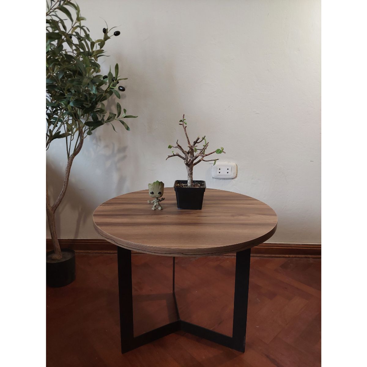 GENERICO - Mesa de centro industrial circular nogal