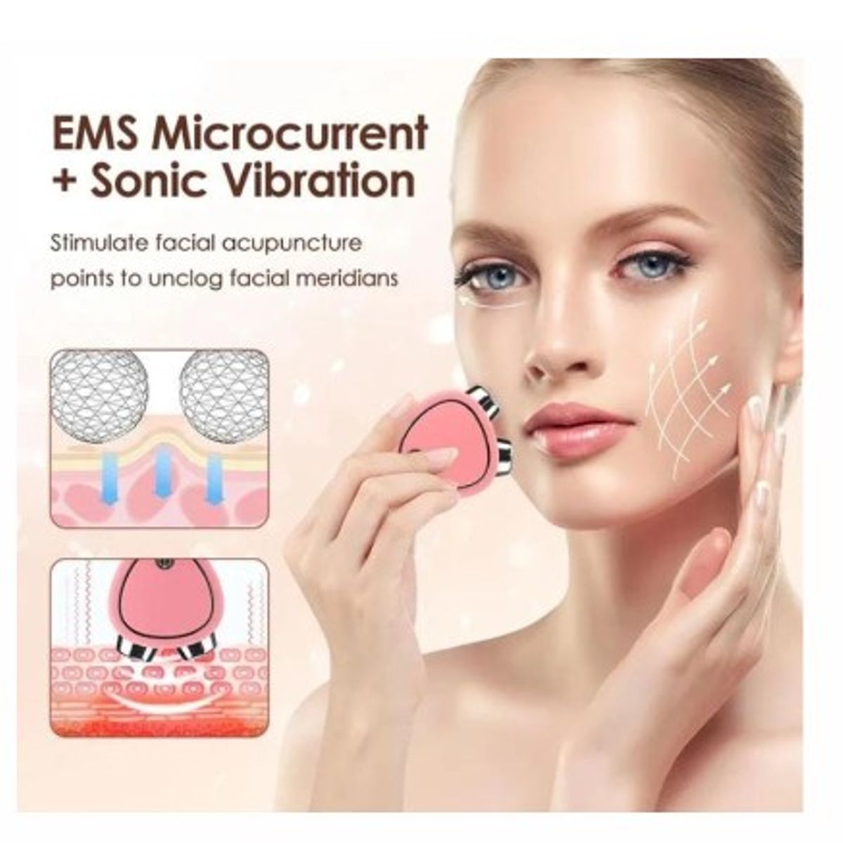 GENERICO - Masajeador Facial de Doble Rodillo