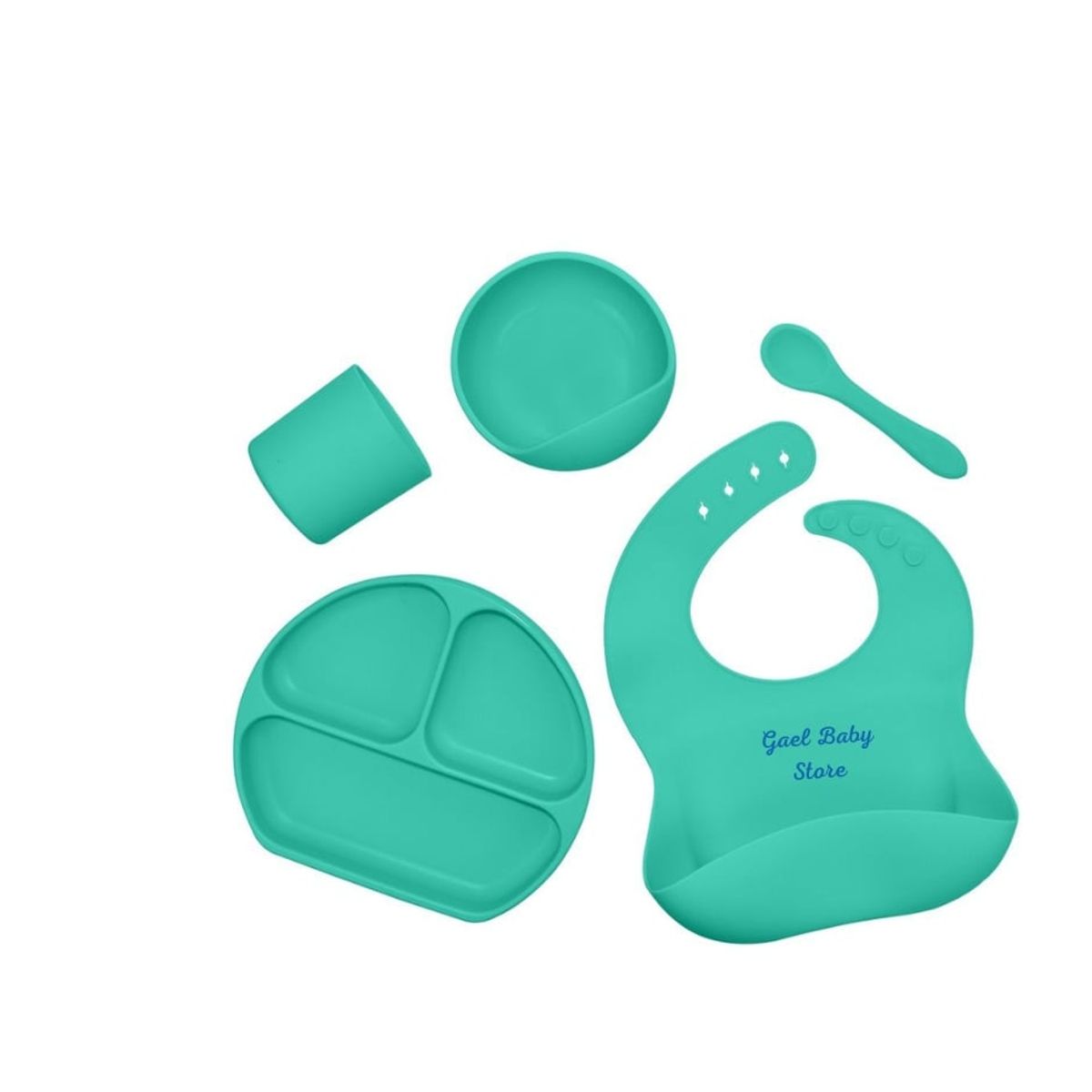 GENERICO - JUEGO DE ALIMENTACIÓN ANTIDERRAME - COLOR CELESTE