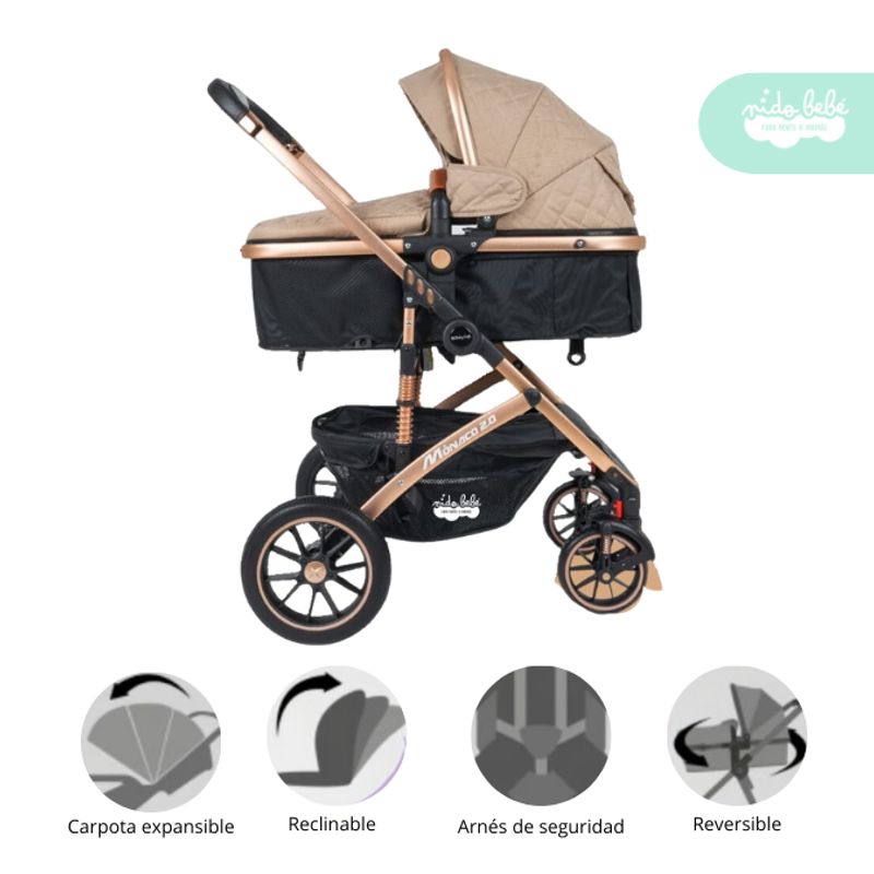 GENERICO - Coche Cuna Modelo Monaco Golden color Beige