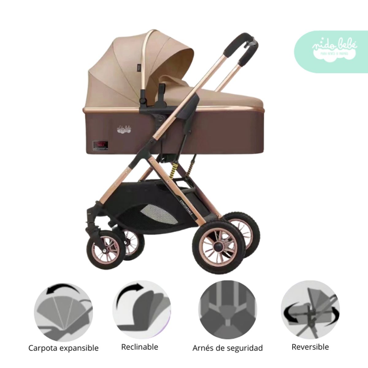 GENERICO - Coche Cuna Modelo Val Deluxe Color Beige