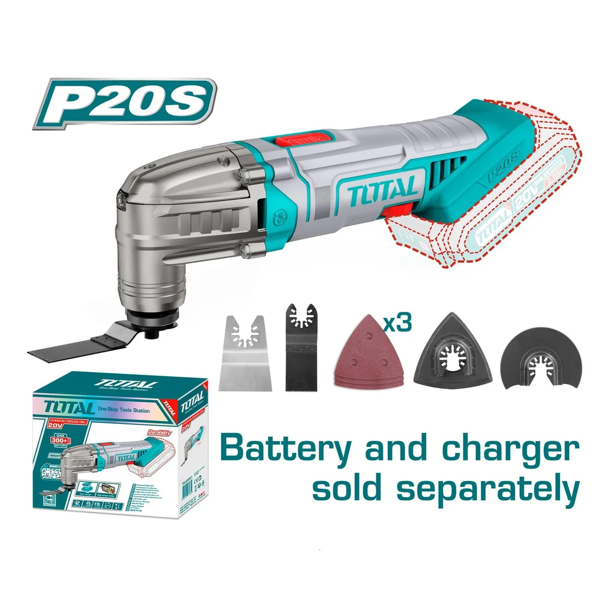 TOTAL TOOLS - HERRAMIENTA MULTIFUNCIÓN OSCILANTE INALÁMBRICO 20V TOTAL - TMLI2022