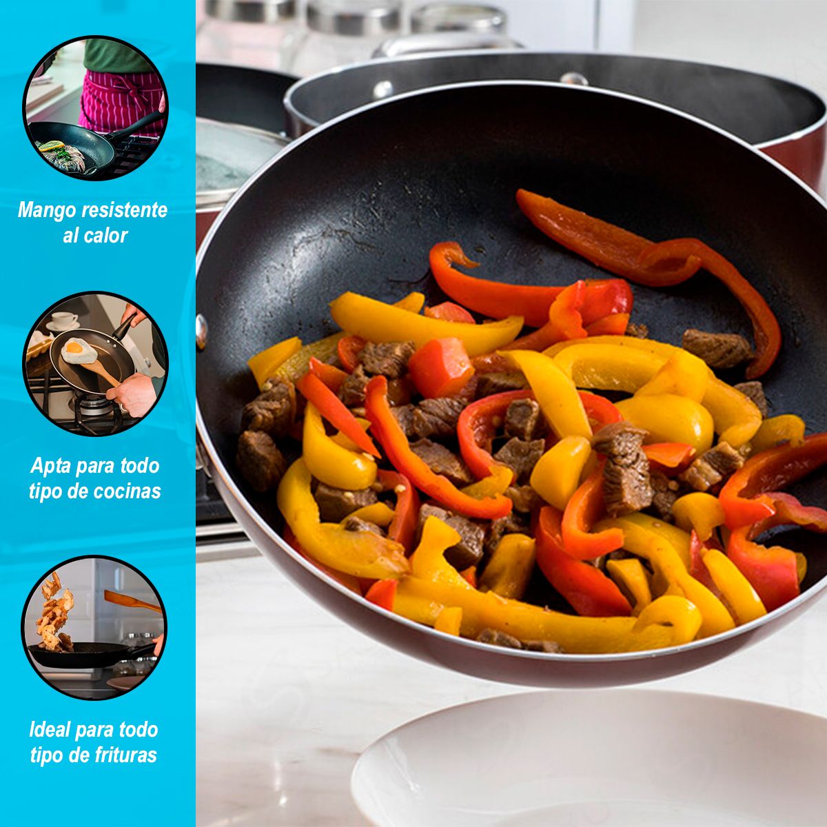 GENERICO - Sartén de Aluminio Antiadherente de 26 cm