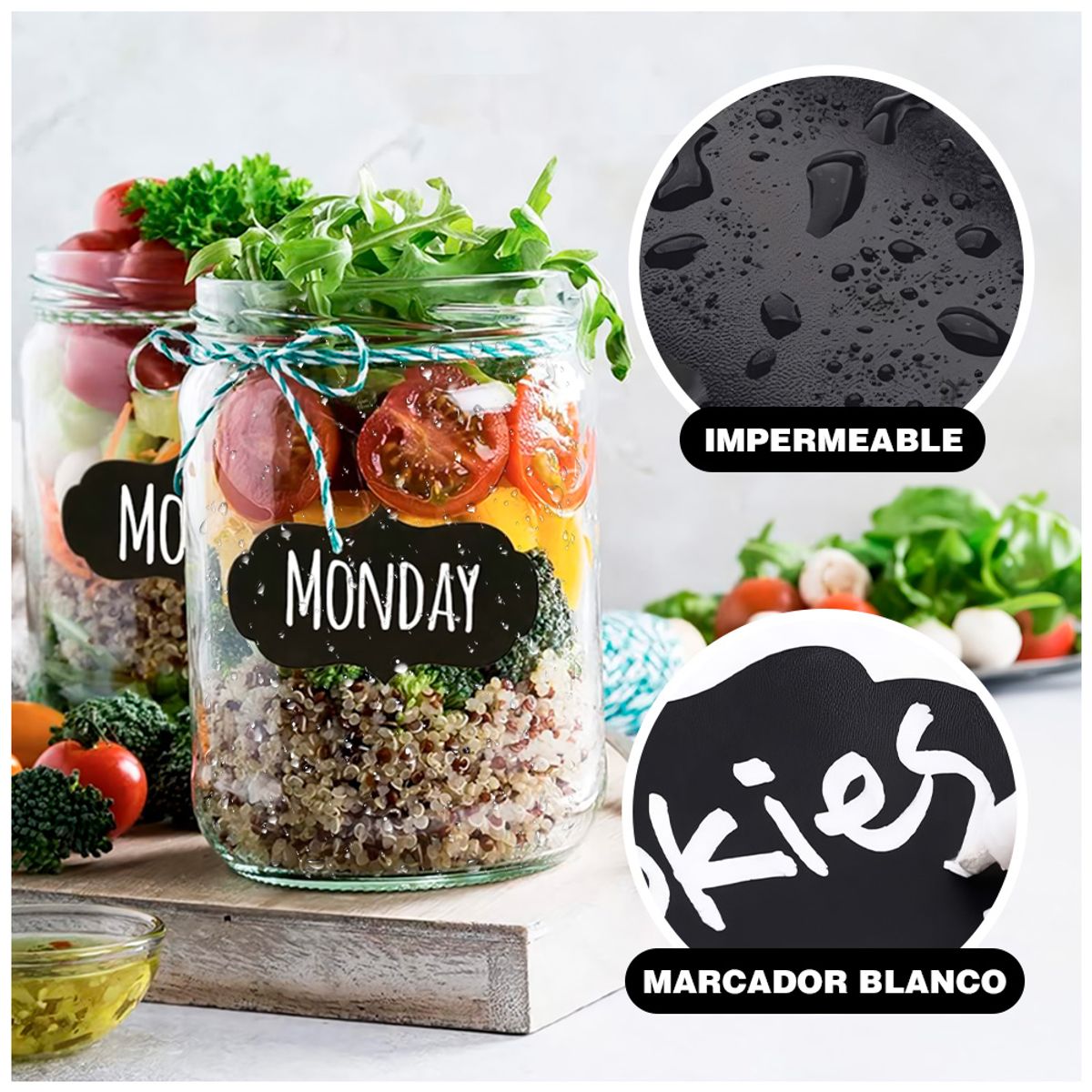 KELLER - Etiqueta Sticker 120 Unidades Tipo Pizarra con Plumón CA7