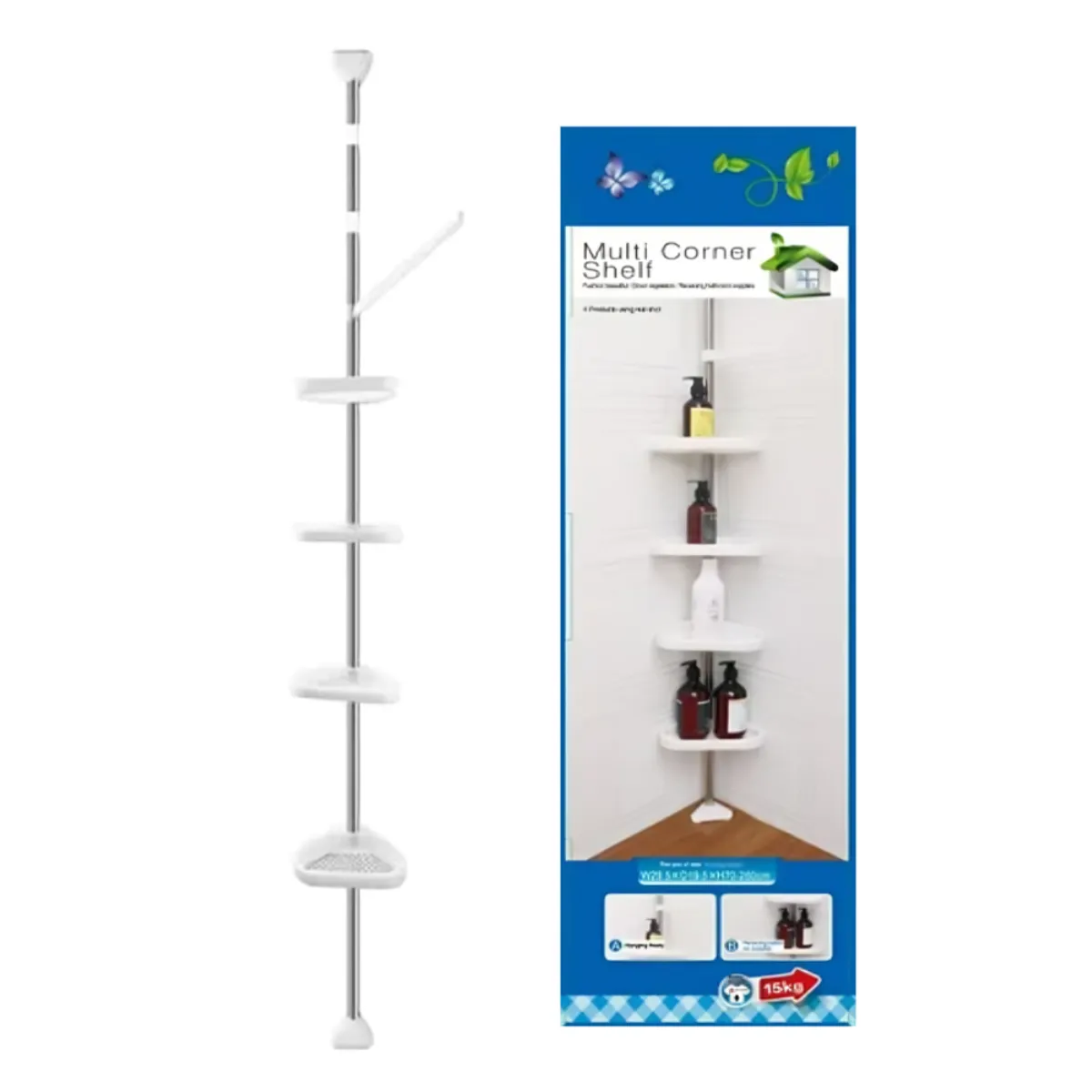 GENERICO - Organizador Esquinero Estante para baño 4 Niveles - 260 cm