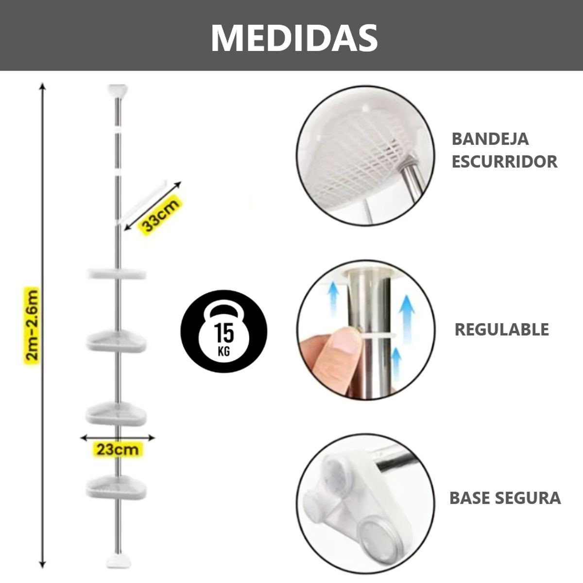 GENERICO - Organizador Esquinero de baño 4 Niveles multiuso