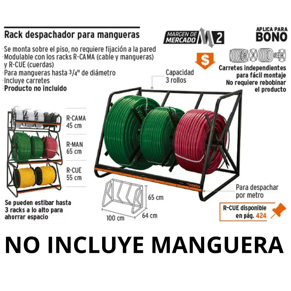 TRUPER - Rack para manguera y tubo flexible Porta manguera Truper